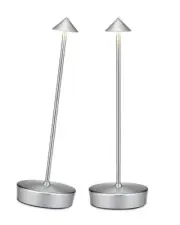 2Pack Cordless Table Desk Lamp with USB-A Output Port, 7000mAh Silver 2 Pack