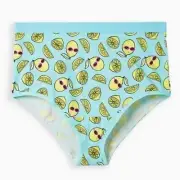 Torrid Blue Lemon Print Cotton High Rise Cheeky Panty Size 1X NWT