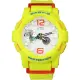 【CASIO 卡西歐】Baby-G 沙灘極限潮汐層次雙顯橡膠運動腕錶 螢光黃 42mm(BGA-180-9B)