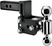 Tow & Stow Adjustable Trailer Hitch Ball Mount - Fits 2" Receiver, Dual Ball (2" X 2-5/16"), 3" Drop, 10,000