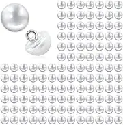 NEETUE 120 pcs 10mm White Plastic Round Pearl Buttons, Wedding Dress, Skirts, Gloves, Sweaters, Shirts, Hats, Scarves, Crafts