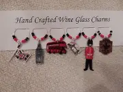 " ENGLAND"/LONDON SET OF 6 Hand Crafted Wine Glass Charm drink markers