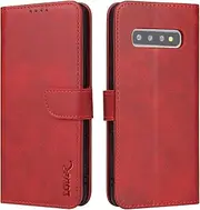 LOLFZ Wallet Case for Samsung Galaxy S10e, Vintage Leather Book Case with Card Holder Kickstand Magnetic Closure Flip Case Cover for Samsung Galaxy S10e - Red
