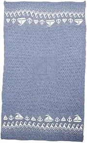 Aran Woollen Mills Irish Blanket 100% Merino Wool Throw Honeycomb Knit Couch Sofa Made in Ireland 42" x 62" (Navy Natural)