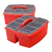 Storex Large Caddy with Sorting Cups Red 2 Pack (00981U02C)