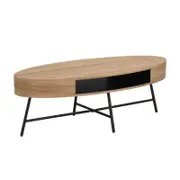 Alana Coffee Table Oval Oak Woodgrain and black