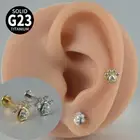 2PCS Dog Paw Studs Titanium Crystal Lip Bar Stud Labret Monroe Earrings Piercing