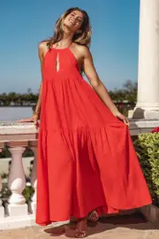 Cupshe x Kelsey Anderson Hello Sunshine Maxi Dress - Red,M