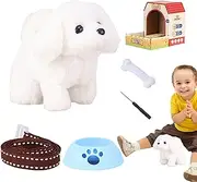 Walking Puppy Toy for Toddler - Interactive Electronic Plush Pet | Electronic Interactive Walking Barking Tail Wagging Animals Dog with Rope for Kids, Toddler