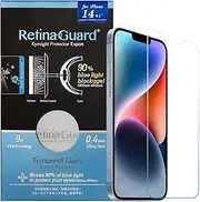 RetinaGuard Anti Blue Light Tempered Glass Screen Protector for iPhone 14/13 / 13 Pro, Blocks Harmful Blue Light, Reduce Eye Fatigue and Help Sleep Better (6.1")