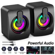 Computer Speaker Loud Sound with LED RGB Light for PC Laptop Stereo Desktop WH