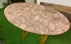 Luxurious Rose Quartz Center Table Handmade Oval Shape Gemstone Furniture Decors