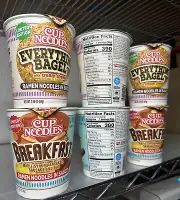6 PACK Nissin Cup Noodles Everything Bagel and Breakfast Ramen Noodles Bundle