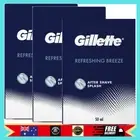 3 x Gillette After Shave SPLASH REFRESHING BREEZE Lotion 50ML From India