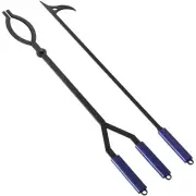 40" Fire Log Tongs Firewood Grabber and Fire Poker Set,Large Fire Pit Tool Ou...