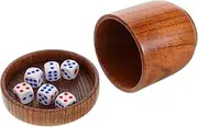 KOMBIUDA 1 Set Dices Shaker Cup Dices Rolling Cups with Lid for Bar Party Games Solid Wood Material for Use Versatile Entertainment