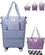 [Generic] Pepepo Travel Bag with Wheels, Pepepo 2025 New Large Capacity Travel Bag, Universal Wheel Removable, Expandable Foldable Duffle Bags (Blue)