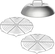 [SafBbcue] Melting Dome and 2PCS Wire Rack,12 Inch Round Stainless Steel Basting Cover Dome and Cooling Wire Racks,Best for Blackstone,Big Green Egg,Nexgrill,Weber,Camp Chef Flat Top Griddle Grills