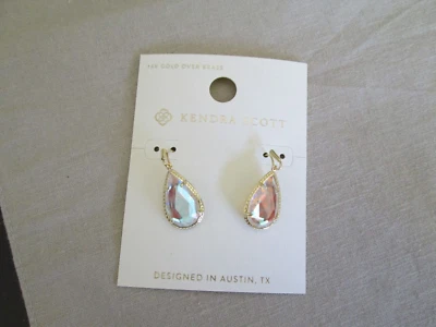 Kendra Scott SAMI 14K Gold Over Brass Drop Earrings / Dichroic Glass/NWT