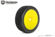 Powerhobby J-Zero 1/8 Buggy Tires Yellow Dish Wheels (2) Medium Soft Unglued