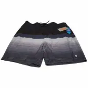 Free Country Mens Swim Shorts Black Blue Gray HydroFlx Size XXL