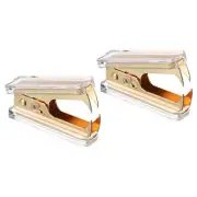 Staple Remover, 2 Pcs Jaw Style Staple Puller Tool with Plastic Box, Gold