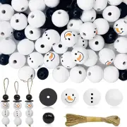 NNETM DIY Christmas Snowman Wooden Beads Kit - 100pcs