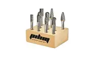 Tungsten Carbide Burr Set 1/4" Shank 10pc Double Cut Rotary Cutting Burrs Die Gr