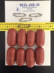 8 x 75mm Brown Poly Floats & 4x 60mm Shark Clips FOr Nets Or Crab Pots