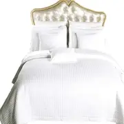 Checkered Style Soft and Plush Coverlet, 3PC Set Stitched Filled Bedspread,