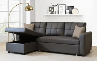 【新生活家具】《布朗2》黑色 貓抓皮 皮沙發 L型沙發 寵物 客廳沙發 套房沙發床 (5.6折)