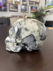 US SELLER NETWORK JASPER Detail Hand Carved crystal quartz skull 3.25X2.5X2.125