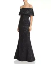 $395 NWT Aidan Mattox Women's Black Off The Shoulder Gown Dress 2 ymr2025