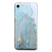 Skins Decal Wrap for Apple iPhone XR - Teal Blue Gold White Marble Granite