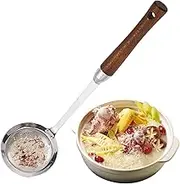 Spoon, stainless steel fine mass, spoon, practical sieve spoon with a non-slippery handle and a fine sieve for skimming grease, sauce and mousse for kitchen accessory