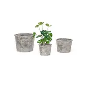 3pc A.FRESCO Terracotta Outdoor Clay Plant Pot Container Set Garden Decor Grey
