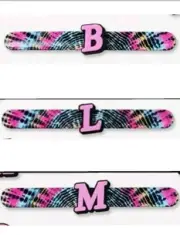 *NEW* JUSTICE GLOW IN THE DARK TIE DYE INITIAL "B" OR "L" SLAP BRACELET