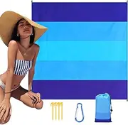 Big Beach Blanket - Lightweight Beach Blanket | Waterproof Quick Drying Sheet with 4 Stakes and 1 Corner Pocket, 82x78 Inch Sandproof for Travel Camping