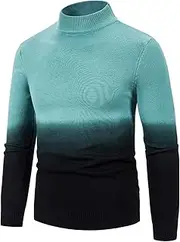 [Generic] Mens Outdoor Knitted Sweater Tops Turtleneck Long Sleeve Thermal Pullover Sweatshirt Casual Soft Knitted Sweaters