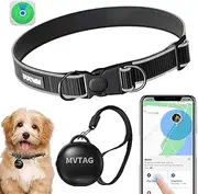Aoikoy Dog Tracker GPS Collar No Monthly Fee, Real-Time Mini Pet Tracker for Small Medium Large Dogs, Reflective Waterproof Dog Tracking Collar with Bell, Indoor & Outdoor (Only for iOS)