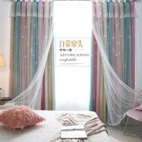 在飛比找樂天市場購物網優惠-IKEA風北歐雙層窗簾窗簾布 客製尺寸素色遮光鏤空窗簾 隔間