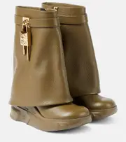 [Givenchy] Givenchy Shark Lock Biker leather ankle boots AU 9 green