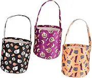 WESIEVYA 3pcs Halloween Candy Bag Colorful Party Bags Treat Party Goodie Halloween Banner Assorted Favor Surprise Candy Storage Sweet Baggies Baggies present Pouch Flannel