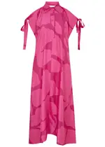 Lovebirds Merry Printed Silk-satin Midi Dress - Pink - XL (UK18) XL (UK18)