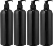 Zerodeko 4Pcs Soap Dispenser, 500ml Press Pump Bottles Plastic Refillable Shampoo Bottles Travel Subpackaing Bottle Leak- Proof Liquid Soap Container for Bathroom Shower Kitchen (Black)