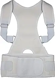 Shoulder Back Posture Support Brace - Non Restricting Fully Adjustable, Comfortable & Easy to Wear for Men and Women (M, White)
