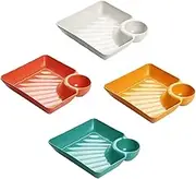GRADENEVE 4pcs Snack Plates Divided Serving Trays for Salad Dumplings Chips Dips Stylish Kitchen Storage for Parties Gatherings