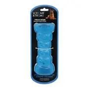 Scream Xtreme Treat Bone Treat Dispensing Dog Toy Loud Blue XL 20cm