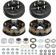 SEHNSUCHT Trailer Electric Brake Drum Kit, One Pair of 5 hole on 5" Bolt Circle Brake Drum with 10" x2-1/4" Maual Adjusting Electric Brakes for 3500 lbs Axles, Replacement 10" Brake Hub Drum Assembly