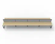 RAPIDLINE DELUXE LOOP LEG WORKSTATION With Screen 8 Person Double Sided W1500 x D750 x H730mm (per user) Natural Oak Top Black Frame